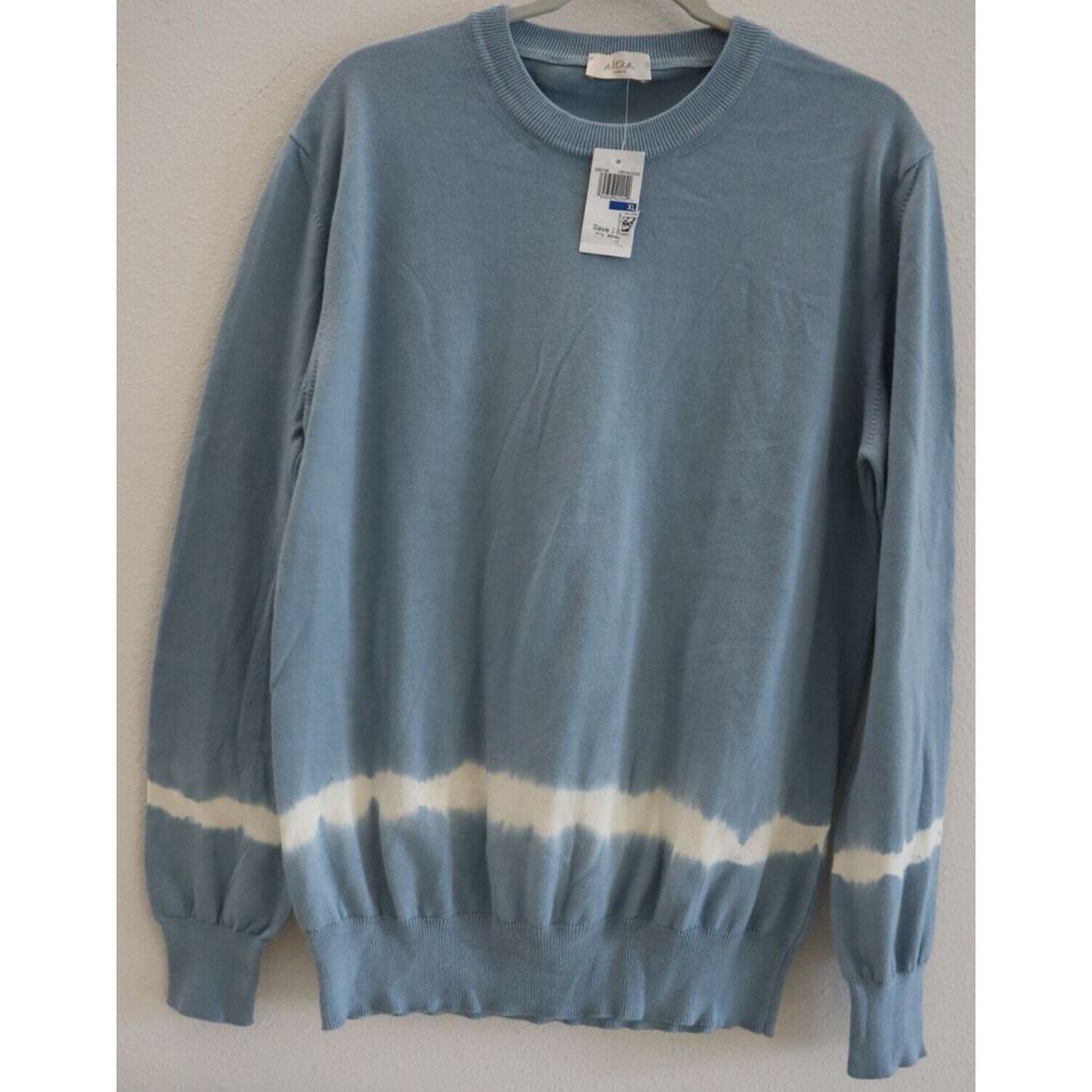 Altea Milano 2251130 Men Sz XL Blue Tie Dye Maglia Girocollo Cotton Sweater $355